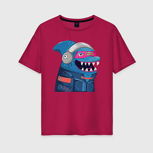 Женская футболка оверсайз Борзый кульный акулёныш / Маджента – фото 1