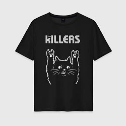 Женская футболка оверсайз The Killers рок кот