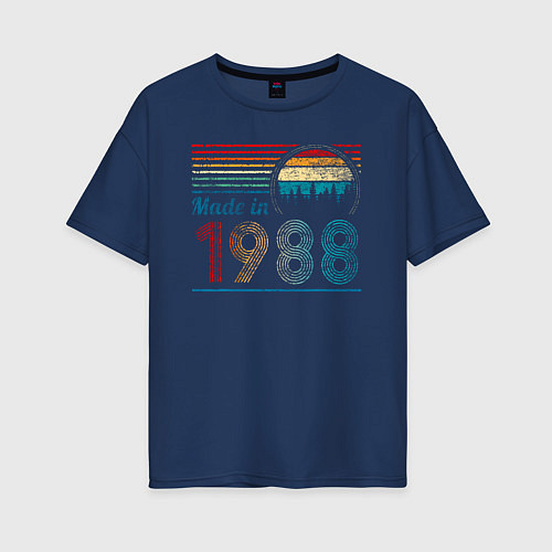 Женская футболка оверсайз Сделано в 1988 ретро / Тёмно-синий – фото 1