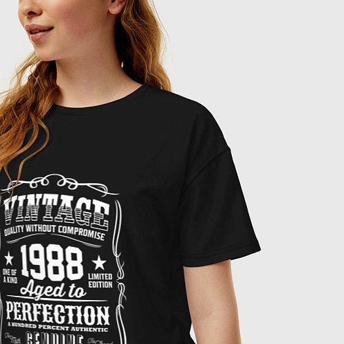 Женская футболка оверсайз Винтаж 1988 года, выдержанный до совершенства / Черный – фото 3