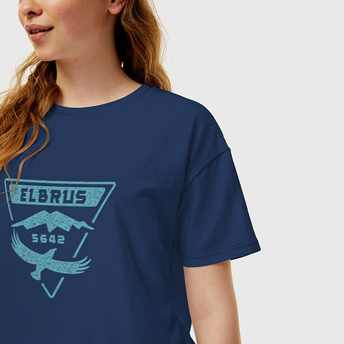 Женская футболка оверсайз Эльбрус 5642 лого / Тёмно-синий – фото 3
