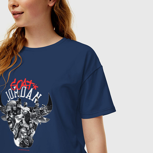 Женская футболка оверсайз Майкл Джордан-GOAT / Тёмно-синий – фото 3