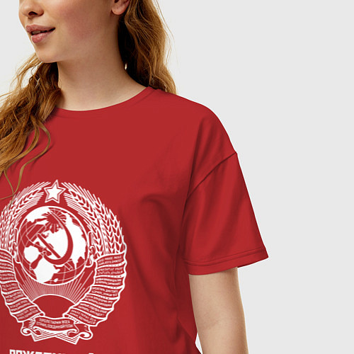 Женская футболка оверсайз Рожденный в СССР Союз Советских Социалистических Р / Красный – фото 3