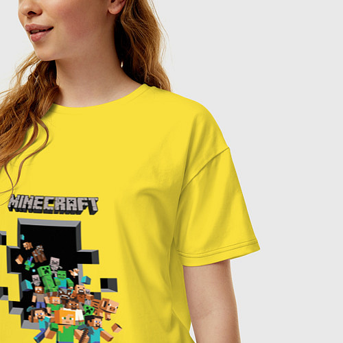 Женская футболка оверсайз Логотип Майнкрафт / Желтый – фото 3