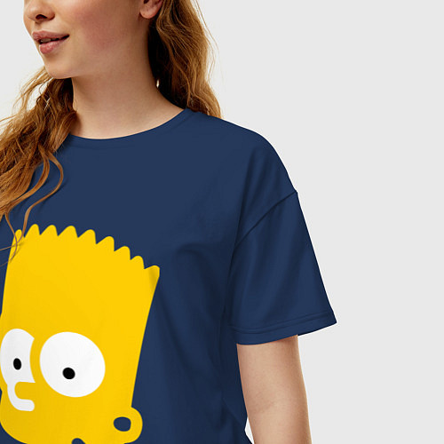 Женская футболка оверсайз Барт Симпсон - портрет / Тёмно-синий – фото 3