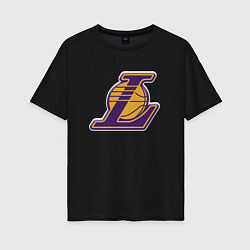 Женская футболка оверсайз ЛА Лейкерс объемное лого