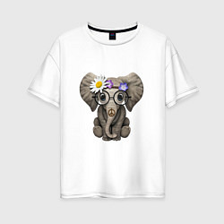 Женская футболка оверсайз Мир - Слон