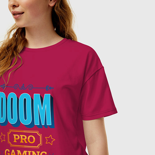 Женская футболка оверсайз Игра Doom pro gaming / Маджента – фото 3