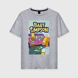 Футболка оверсайз женская Барт Симпсон устроил из автомобиля аквариум, цвет: меланж