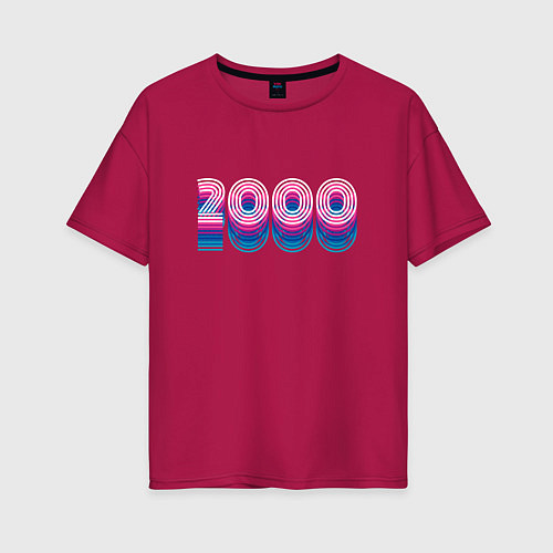 Женская футболка оверсайз 2000 год ретро неон / Маджента – фото 1