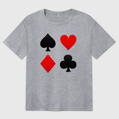 Женская футболка оверсайз Четыре масти игральных карт / Меланж – фото 1