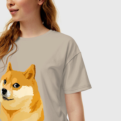 Женская футболка оверсайз Пёс Доге / Миндальный – фото 3