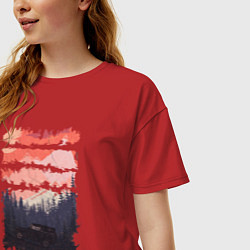 Футболка оверсайз женская Бездорожье и закат, цвет: красный — фото 2
