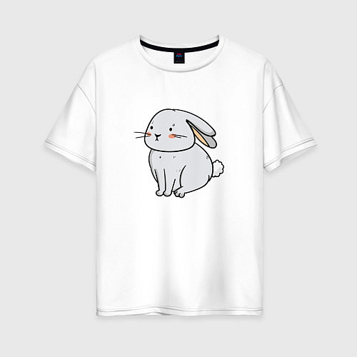 Женская футболка оверсайз Кролик ждун / Белый – фото 1