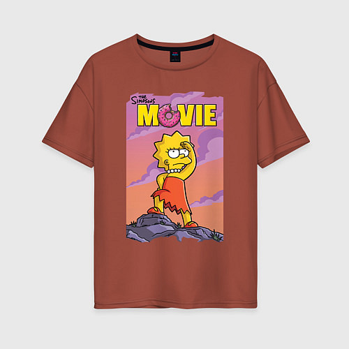 Женская футболка оверсайз Lisa Simpson смотрит в даль - movie / Кирпичный – фото 1