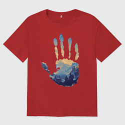Футболка оверсайз женская Отпечаток ладони Кратоса, цвет: красный