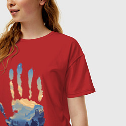 Футболка оверсайз женская Отпечаток ладони Кратоса, цвет: красный — фото 2
