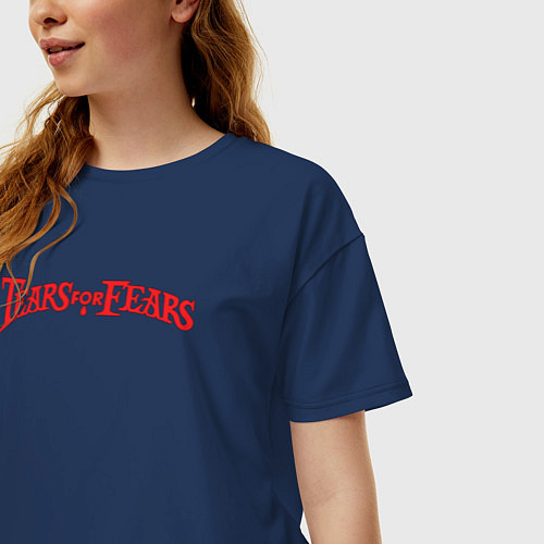 Женская футболка оверсайз Tears for fears / Тёмно-синий – фото 3