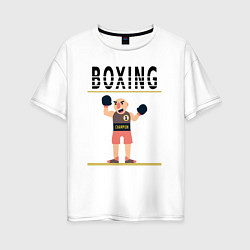 Футболка оверсайз женская Боксер из мультика Boxing, цвет: белый