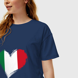 Футболка оверсайз женская Сердце - Италия, цвет: тёмно-синий — фото 2