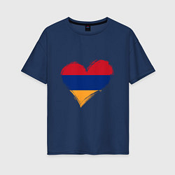 Футболка оверсайз женская Сердце - Армения, цвет: тёмно-синий
