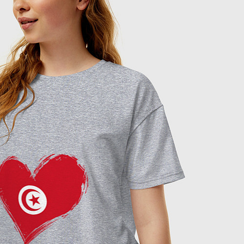 Женская футболка оверсайз Сердце - Тунис / Меланж – фото 3