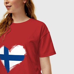 Футболка оверсайз женская Сердце - Финляндия, цвет: красный — фото 2
