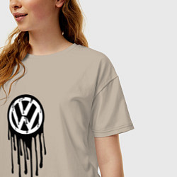 Футболка оверсайз женская Volkswagen - art logo, цвет: миндальный — фото 2