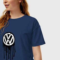 Футболка оверсайз женская Volkswagen - art logo, цвет: тёмно-синий — фото 2