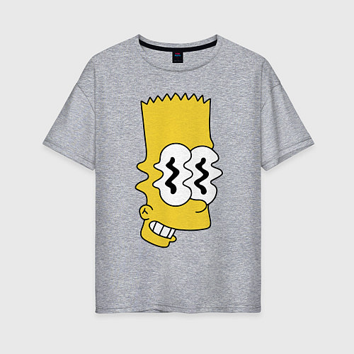 Женская футболка оверсайз Bart Simpson - glitch / Меланж – фото 1