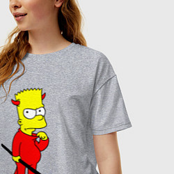 Футболка оверсайз женская Bart Simpson - devil, цвет: меланж — фото 2