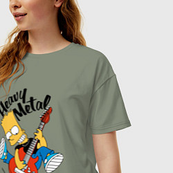 Футболка оверсайз женская Барт Симпсон - гитарист - heavy metal, цвет: авокадо — фото 2