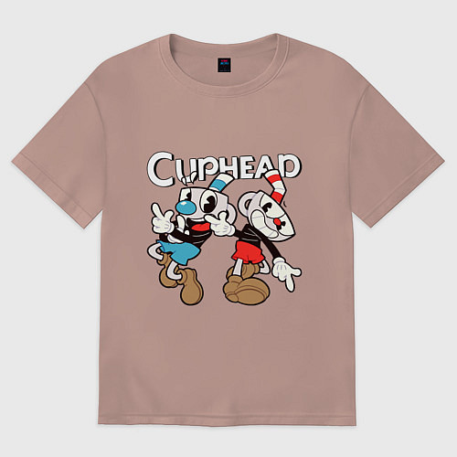 Женская футболка оверсайз Cuphead - Mugman / Пыльно-розовый – фото 1
