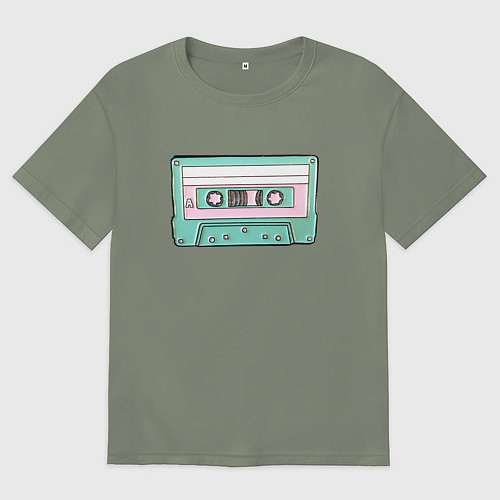 Женская футболка оверсайз Музыкальная кассета - олды поймут / Авокадо – фото 1