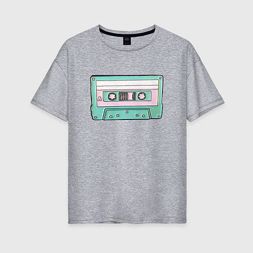 Женская футболка оверсайз Музыкальная кассета - олды поймут / Меланж – фото 1
