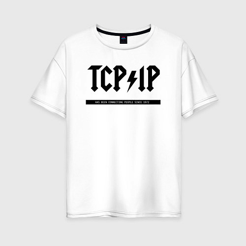 Женская футболка оверсайз TCPIP Connecting people since 1972 / Белый – фото 1