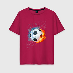 Футболка оверсайз женская Футбол - противостояние стихий, цвет: маджента