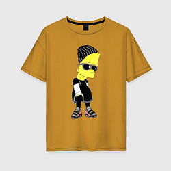 Футболка оверсайз женская Барт Симпсон в тёмных очках, цвет: горчичный