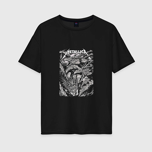 Женская футболка оверсайз Dragons heavy metal / Черный – фото 1