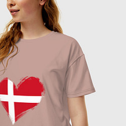Футболка оверсайз женская Сердце - Дания, цвет: пыльно-розовый — фото 2