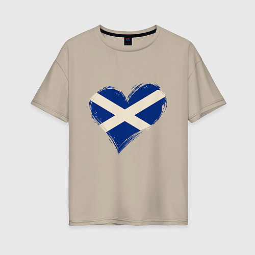 Женская футболка оверсайз Сердце - Шотландия / Миндальный – фото 1