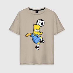 Футболка оверсайз женская Барт Симпсон - игра головой!, цвет: миндальный