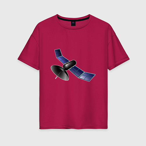 Женская футболка оверсайз Спутник в космосе / Маджента – фото 1