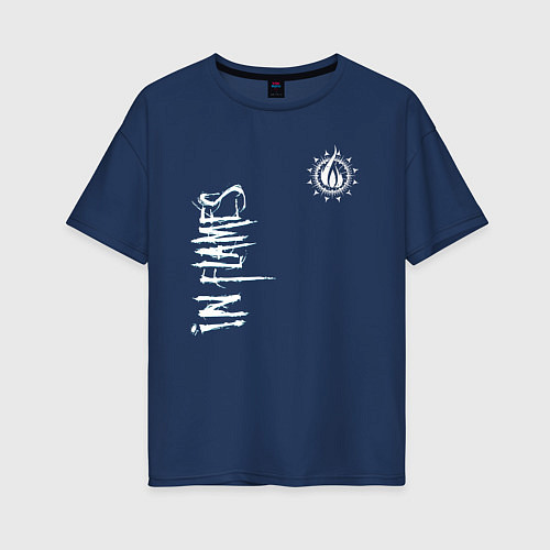 Женская футболка оверсайз In flames - logo / Тёмно-синий – фото 1