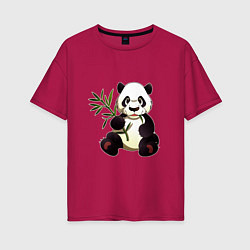 Женская футболка оверсайз Панда кушает бамбук