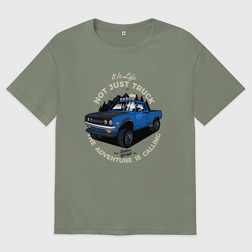 Женская футболка оверсайз Путешественник - внедорожник / Авокадо – фото 1