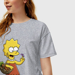 Футболка оверсайз женская Lisa Simpson с гусеницей на даче, цвет: меланж — фото 2