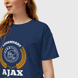 Футболка оверсайз женская Лого Ajax и надпись legendary football club, цвет: тёмно-синий — фото 2