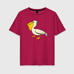 Футболка оверсайз женская Маленький пеликан, цвет: маджента