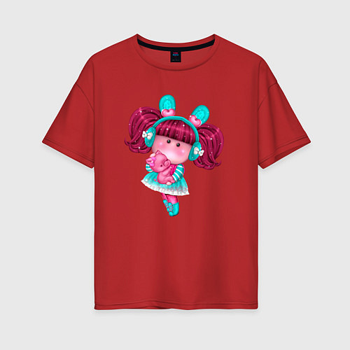 Женская футболка оверсайз Маленькая девочка принцесса / Красный – фото 1